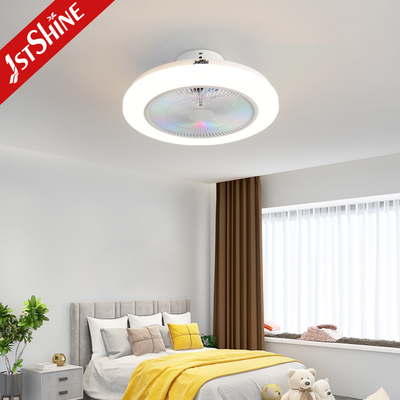 19" Enclosed Ceiling Fan With Led Light And Remote Control Flush Mount Dc Motor