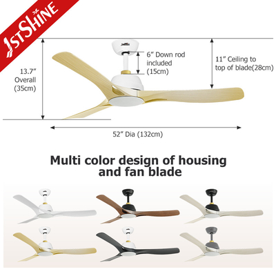 52 Inch Plastic LED Ceiling Fan Energy Saving With DC Motor