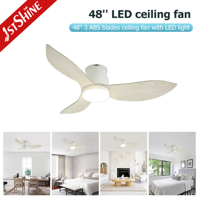 Modern White Flush Mount Ceiling Fan With Light 6 Speed Remote Control