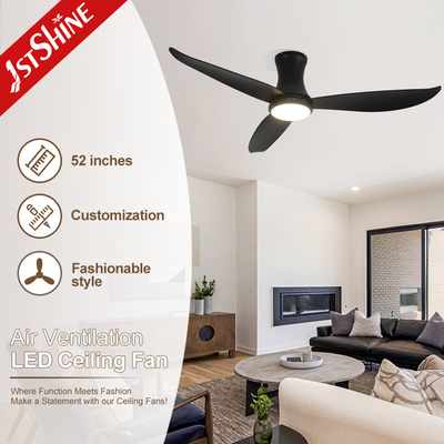Black LED Ceiling Fan With Remote Control Low Voltage High Speed