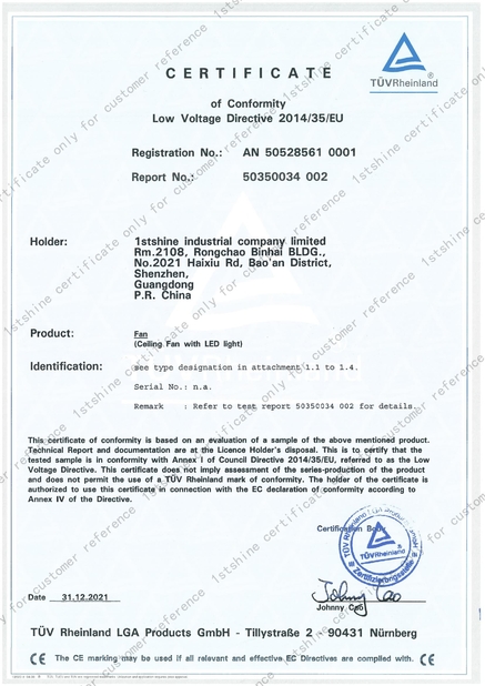 چین 1stshine Industrial Company Limited گواهینامه ها