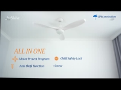 پنکه سقفی ضد آب با موتور DC سبک 3 تیغه پلاستیکی پنکه سقفی LED سفید