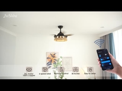 قفس طناب پنهان تیغه چراغ فن سقف با کنترل از راه دور موتور DC