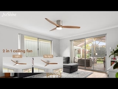 2 در 1 فن سقف با سقف پایین از راه دور تیغه های چوبی جامد با نور LED