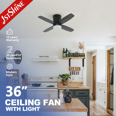 کیفیت  36 Inch Modern Led Invisible Ceiling Fan Mini 4 Plywood Blades Low Profile Dimming Light کارخانه