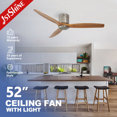 قیمت خوب TUYA App-Controlled 2 IN 1 LED Light Ceiling Fan سقف پایین تیغه های چوبی جامد با کنترل از راه دور آنلاین